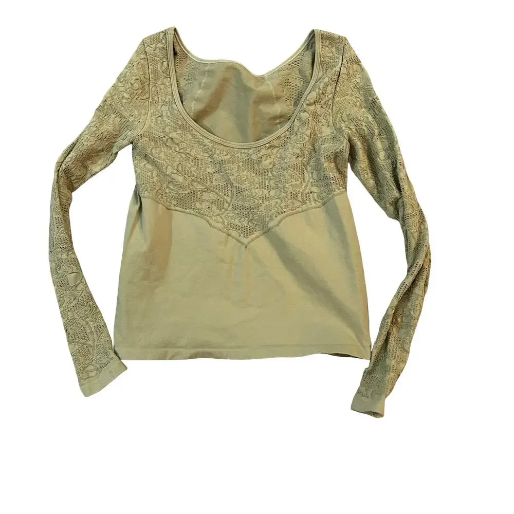 Anthropologie Seamless Boatneck Top Womens Medium Moss Green Minimalist Classic